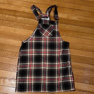 Jolie & Joy Plaid Pinafore Dress in Black, White & Red